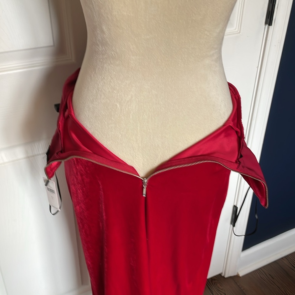 Anthropologie Strapless Red Velvet Midi Dress - Picture 9 of 12